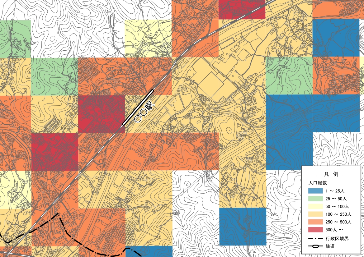 メッシュ人口分布図